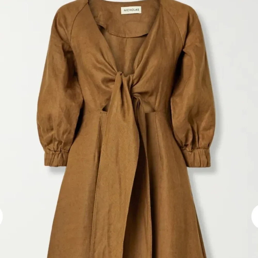 Nicholas Asilah Tie-Front Midi Linen Dress sz 4 NWT - Picture 6 of 14